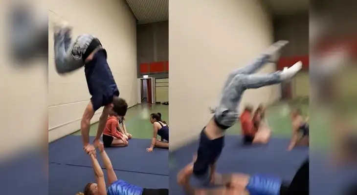 YouTube: gimnastas se lucen con arriesgada maniobra pero pudo acabar en tragedia [VIDEO]