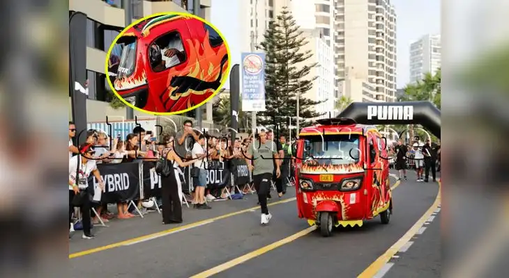 Usain Bolt se animó a manejar mototaxi Usain Bolt se animó a manejar mototaxi