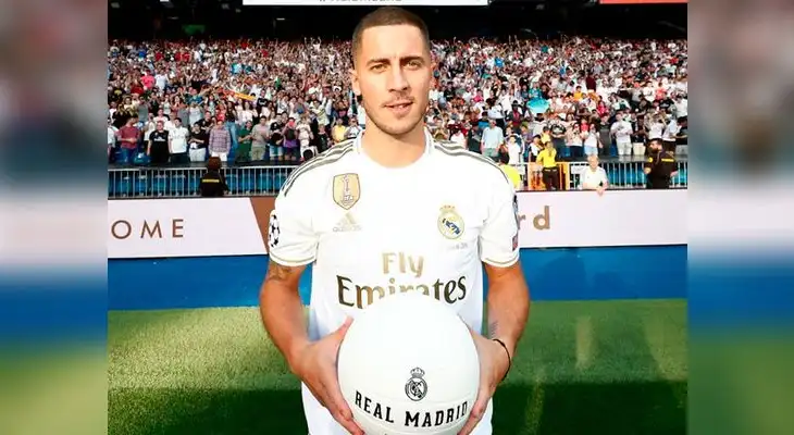 Eden Hazard fue presentado en el Real Madrid con el Santiago Bernabéu repleto