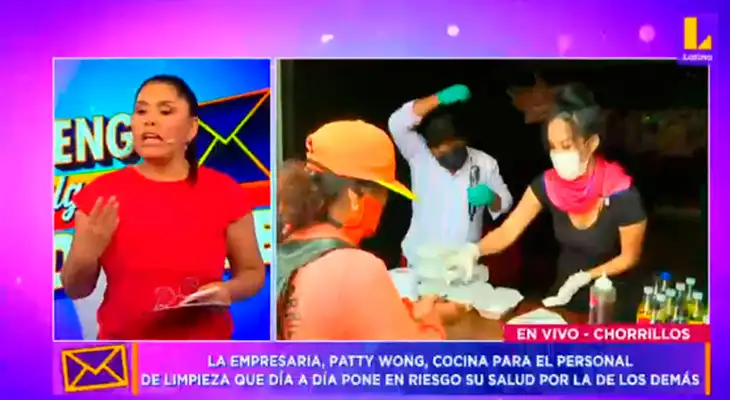 Patty Wong dona comida al personal de limpieza. Patty Wong dona comida al personal de limpieza.