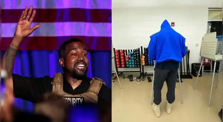 El rapero Kanye West se mostró optimista al compartir en sus redes sociales el momento de su votación.