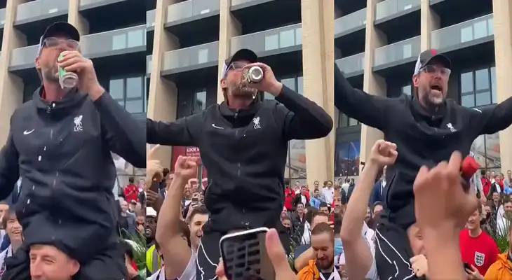 TikTok viral: Doble de Jürgen Klopp con su cerveza se robó el show en el Inglaterra vs Alemania [VIDEO]
