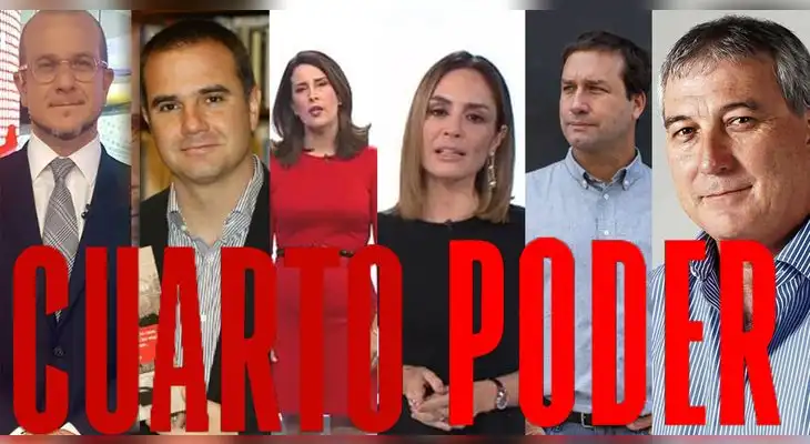 De izquierda a derecha, Augusto Thorndike, Raúl Tola, Sol Carreño, Mávila Huertas, René Gastelemundi, y Mario Ghibellini. De izquierda a derecha, Augusto Thorndike, Raúl Tola, Sol Carreño, Mávila Huertas, René Gastelemundi, y Mario Ghibellini.