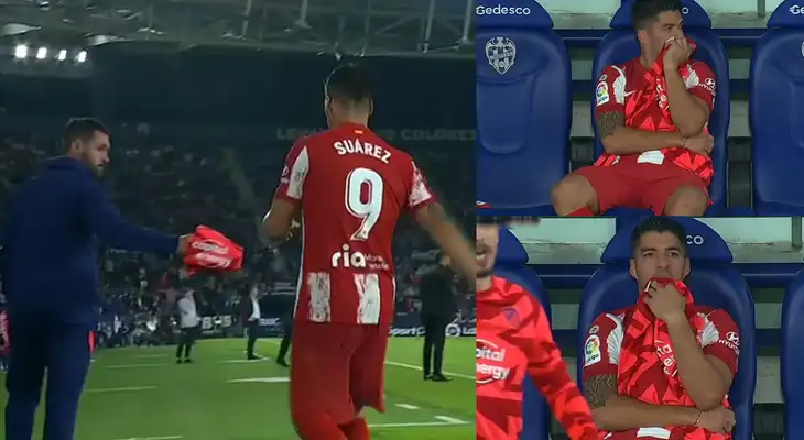 Luis Suárez masticó su camiseta: cámara capta su reacción tras ser sustituido ante Levante [VIDEO]