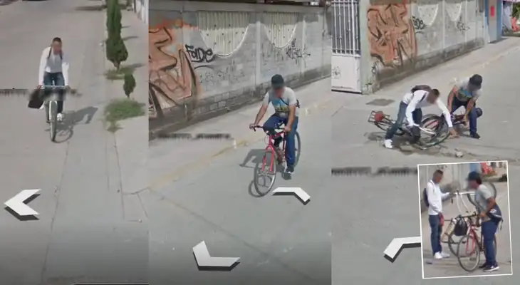 Peculiar escena de dos ciclistas en una calle se hizo viral en las redes sociales. Peculiar escena de dos ciclistas en una calle se hizo viral en las redes sociales.