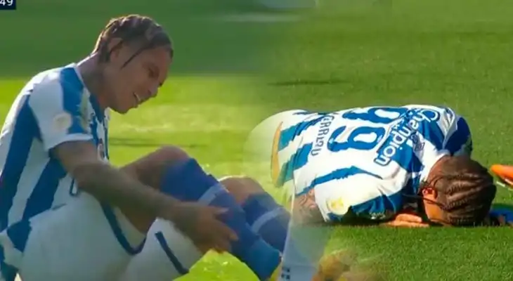 Paolo Guerrero recibió una dura entrada que lo tiró al campo de juego. Paolo Guerrero recibió una dura entrada que lo tiró al campo de juego.