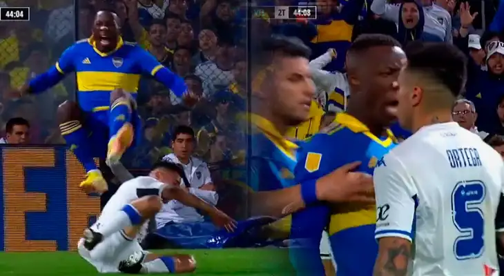 Luis Advíncula recibió criminal falta en la victoria de Boca Juniors.