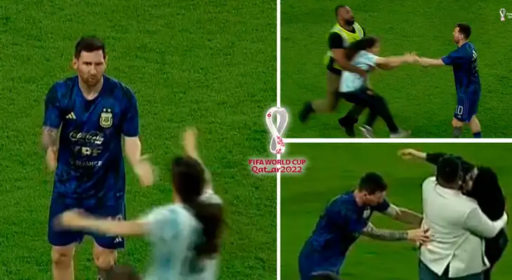 Argentina vs. Emiratos: dos mujeres ingresan para tocar a Messi, pero seguridad las retira con vehemencia Argentina vs. Emiratos: dos mujeres ingresan para tocar a Messi, pero seguridad las retira con vehemencia