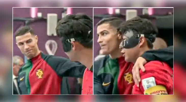 Cristiano Ronaldo es captado saludando y abrazando a Son Heung-min previo al partido en el Mundial Qatar 2022.