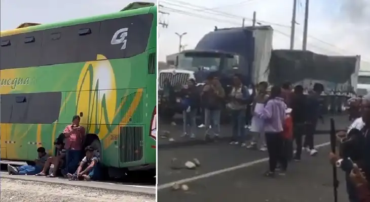 Tras bloqueo de Panamericana Sur, pasajeros piden ayuda.