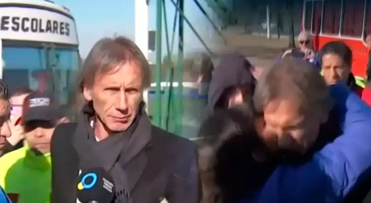 Ricardo Gareca tuvo un encuentro íntimo con los hinchas. Una hincha besó al Tigre.