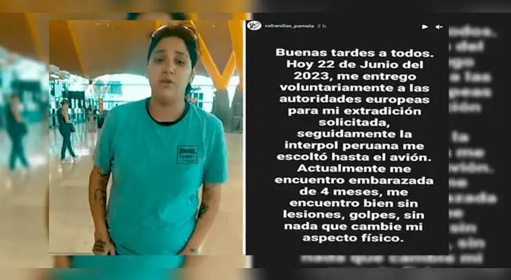 Pamela Cabanillas se entrega a la justicia europea para su extradición Pamela Cabanillas se entrega a la justicia europea para su extradición