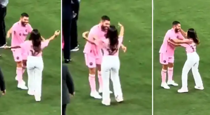 Antonela Rocuzzo casi besa a Jordi Alba.