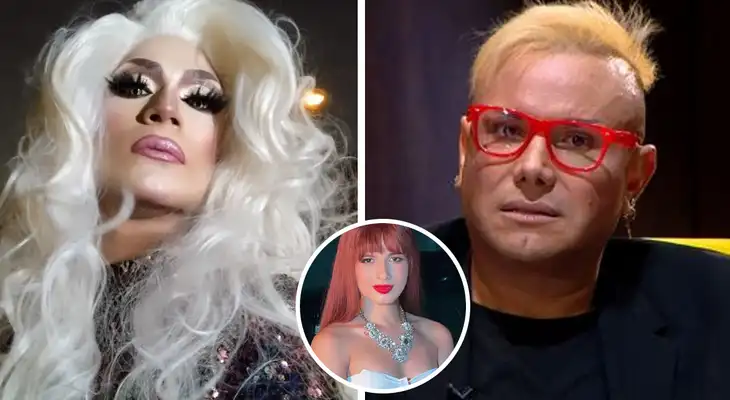 La drag queen, Lolita Banz cuadra a Carlos Cacho durante una competencia de modelaje. La drag queen, Lolita Banz cuadra a Carlos Cacho durante una competencia de modelaje.