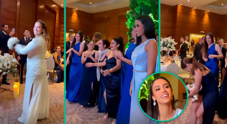 Cassandra Sánchez tira su ramo de boda y Camila Escribens intenta agarrarlo, ¿quiere casarse?