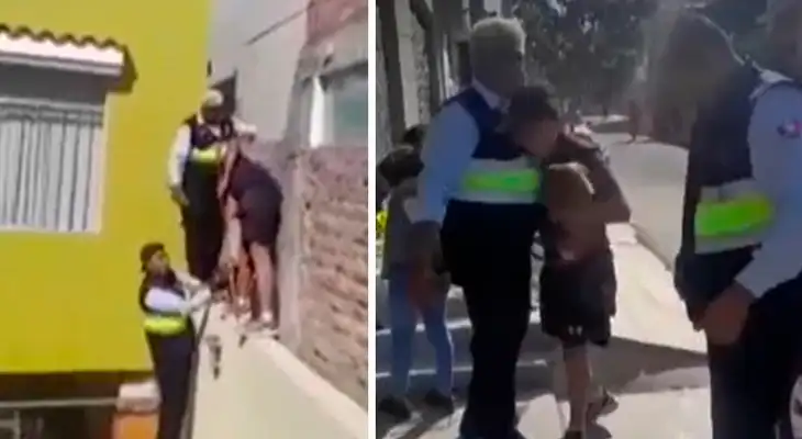 Perrito es rescatado sano y salvo luego de quedar atrapado entre dos casas. Perrito es rescatado sano y salvo luego de quedar atrapado entre dos casas.