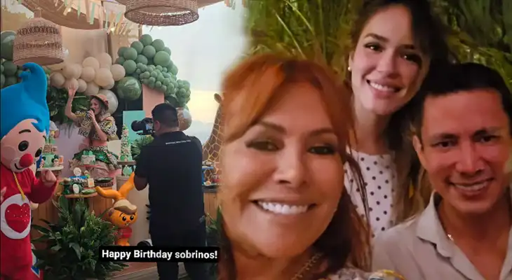 Renzo Costa festeja el primer cumpleaños de sus hijos.