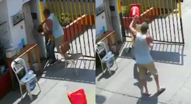Hombre bajó de su carro y agredió de forma brutal a un vigilante en el distrito de Santa Anita.