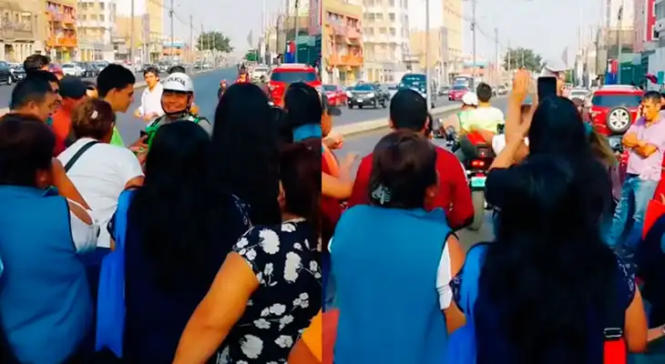 Policía motorizado lleva a postulante de la UNFV que llegó a sede equivocada.