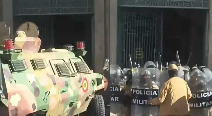 La Policía Militar ingresó a Palacio de Gobierno en Bolivia.
