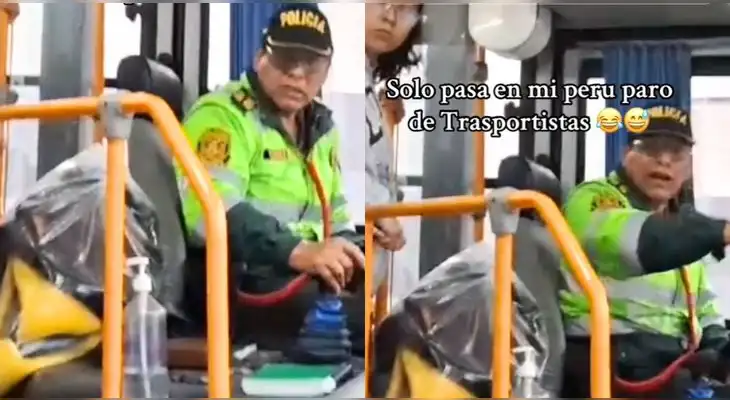 Policía 'la hace' de chofer para ayudar a pasajeros en paro de transportistas y peculiar video es tendencia.