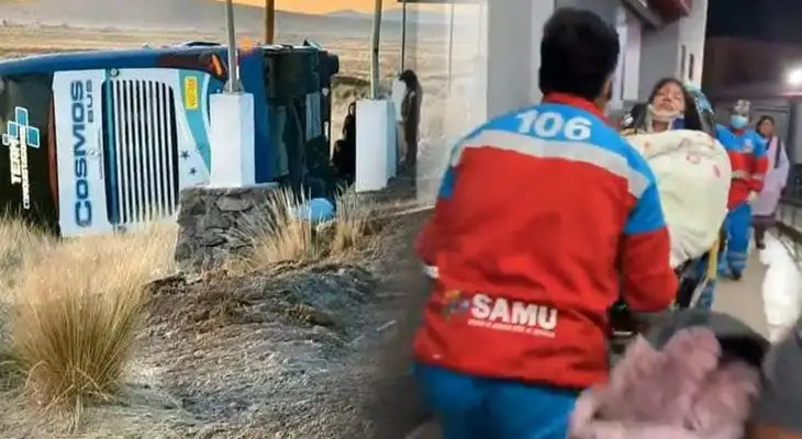 Accidente en Arequipa deja 31 heridos tras despiste y volcadura de vehículo de la empresa "Cosmos Bus" Accidente en Arequipa deja 31 heridos tras despiste y volcadura de vehículo de la empresa "Cosmos Bus"
