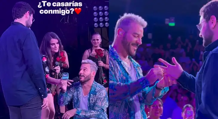 Adolfo Aguilar le pidió la mano a su novio  José Antonio Ortiz Fernández ante decenas de personas.