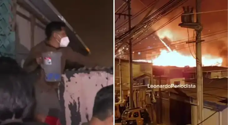 Incendio en Pamplona Alta: Vecino desesperado lucha contra el fuega con una jarra de agua