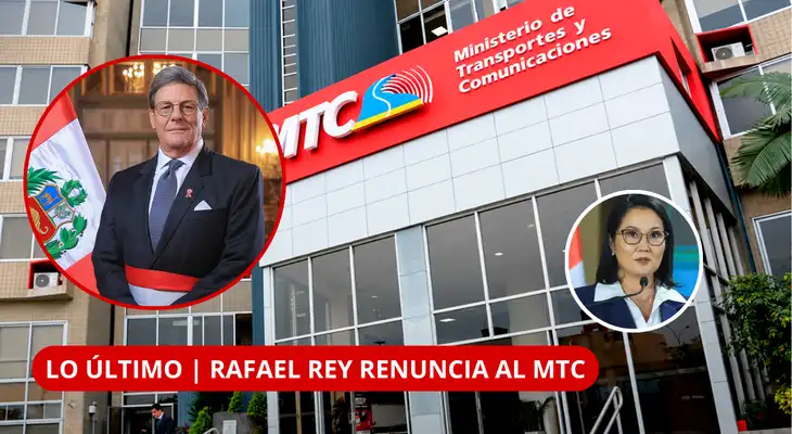 Rafael Rey renuncia al Ministerio de Transportes y Comunicaciones por motivos de salud.